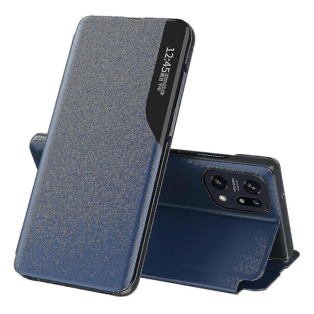 For Oppo Find X5 Pro View Window Stand Feature Business Phone Case Pu Leather Magnetic Absorption Flip Cover - Black Boris