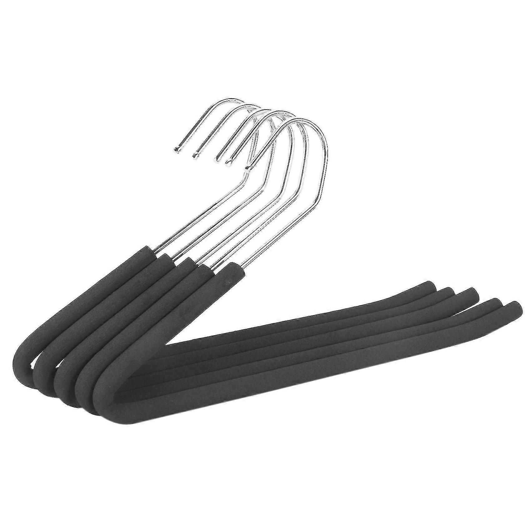 Open End Trouser Hangers Slack Pant Hanger With Non-slip Foam Coated Black 5-pack
