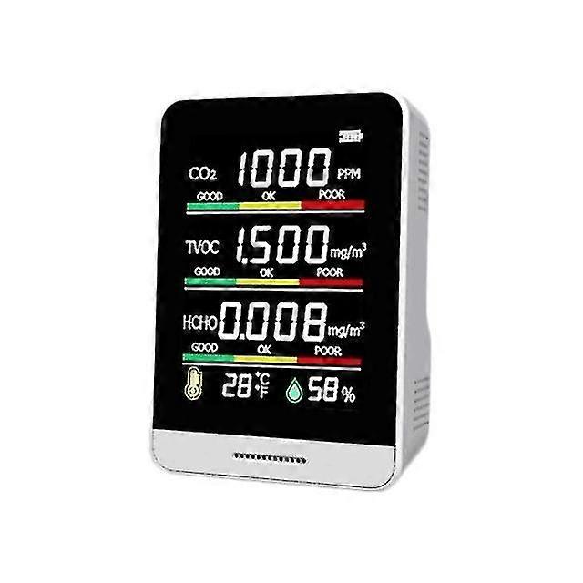 Multifunksjonell 5 In1 Co2 Meter Digital Temperatur Fuktighet Sensor Tester Luftkvalitet Monitor Karbondioksid