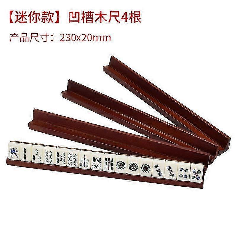 4pcs Wooden Mahjong Game Racks Wooden Push Tile Ruler Wooden Domino Trays Holders For Tile Movement Mahjong Enthusiasts