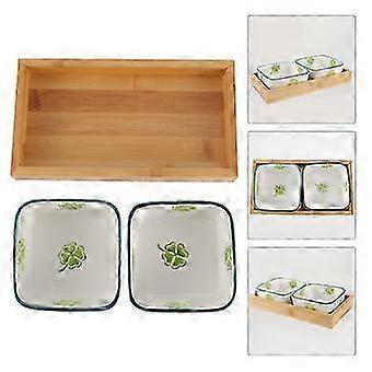 1 Set Japanese Style Fruit Trays 2 Compartments Ceramic Fruit Snacks Plates