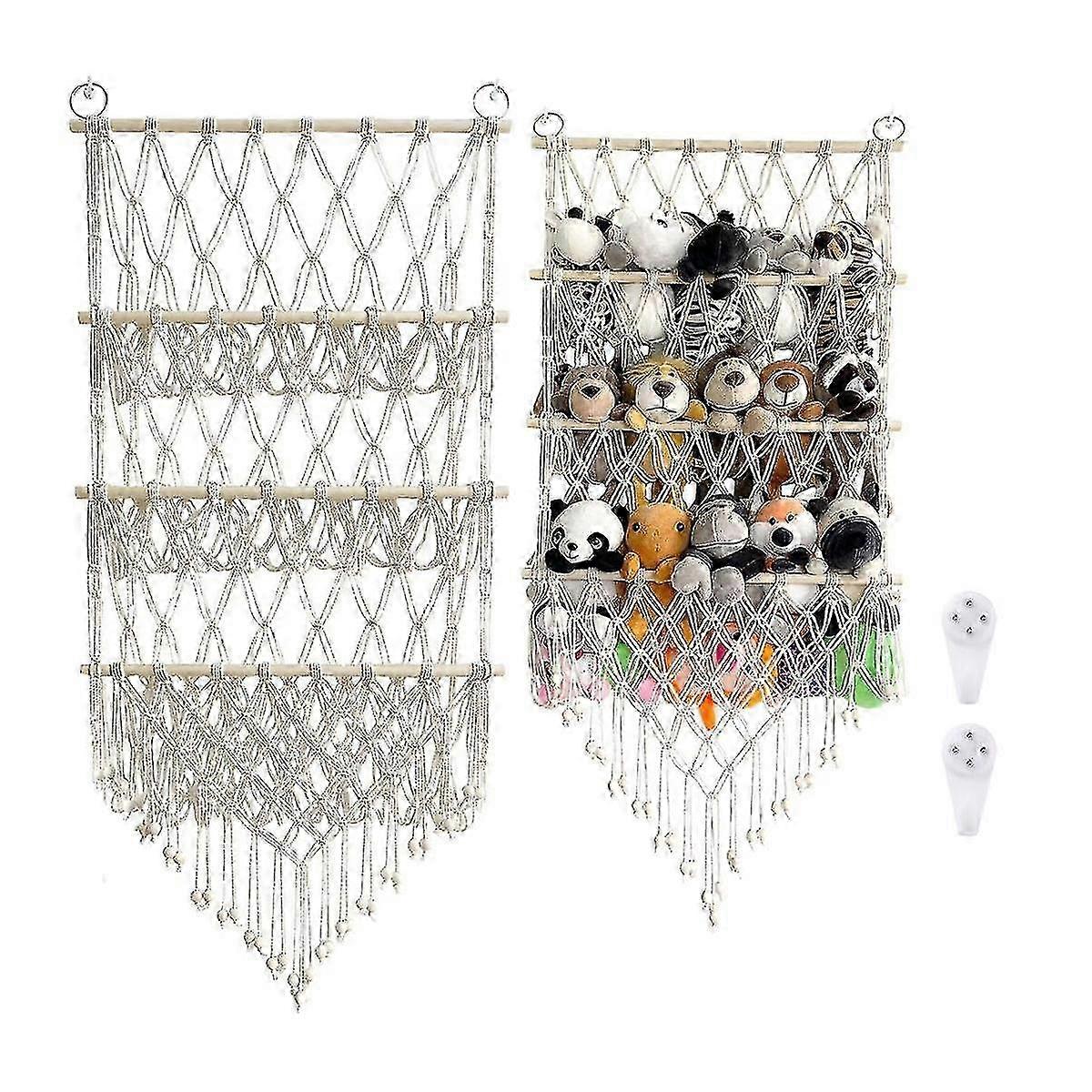 3 Layer Wooden Stuffed Toy Net, Stuffed Animal Net Or Hammock, Small Stuffed Animal Toy Storage Net