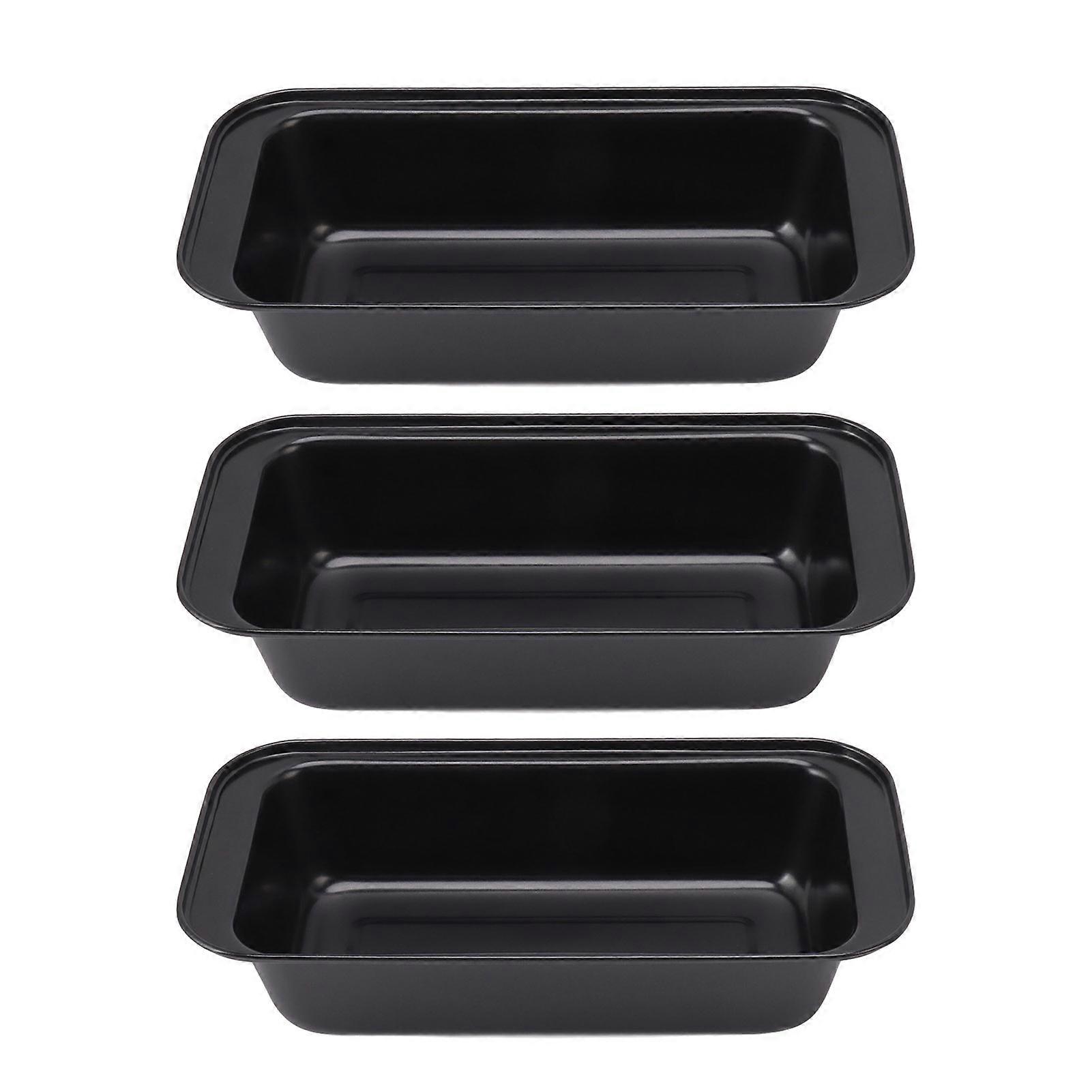 3PCS Non Stick Baking Pan Carbon Steel with Coating Loaf Bread Mould Box Rectangular Black
