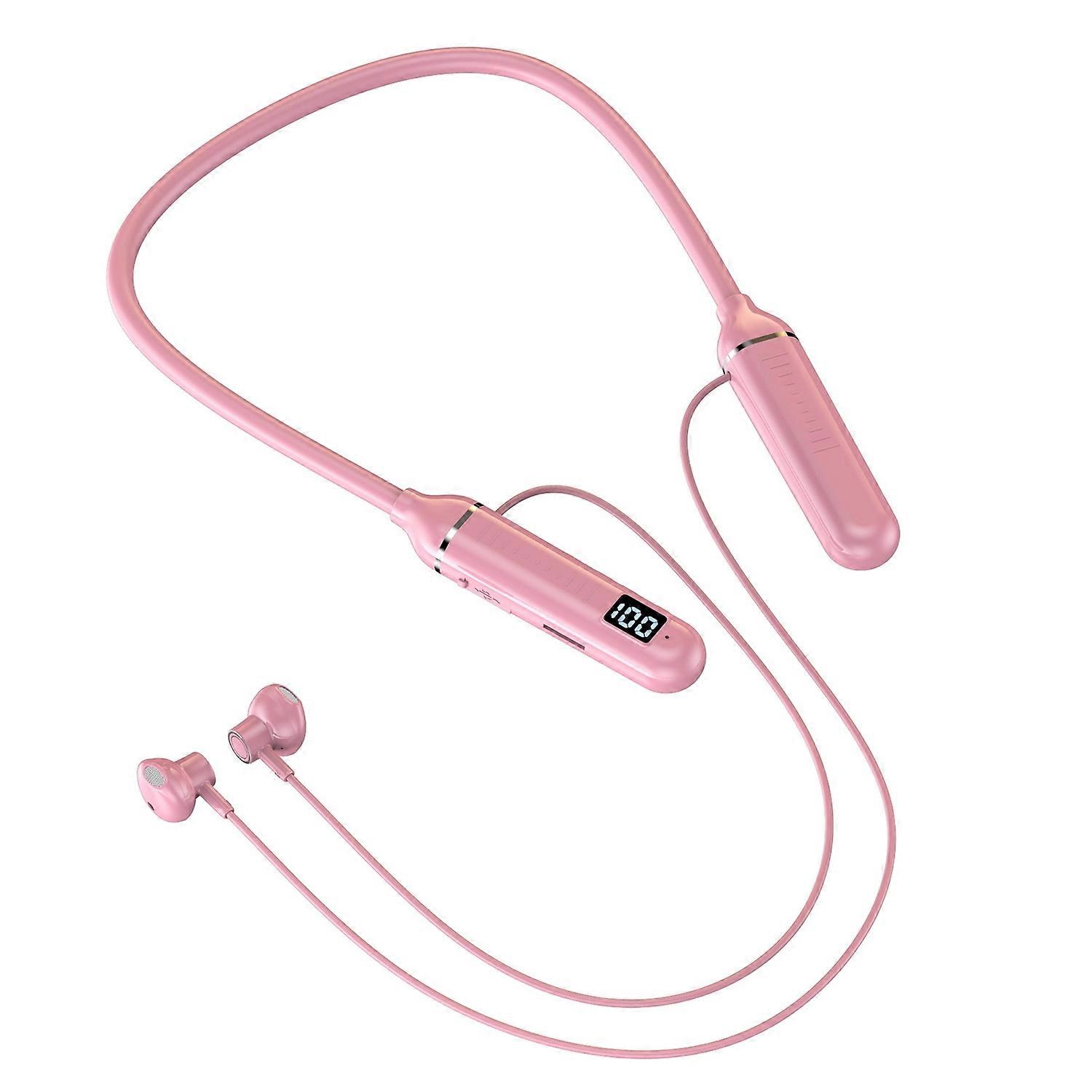 Bluetooth-compatible 5.3 Wireless Earphone LED Digital Display Hanging Neck Headphone Waterproof