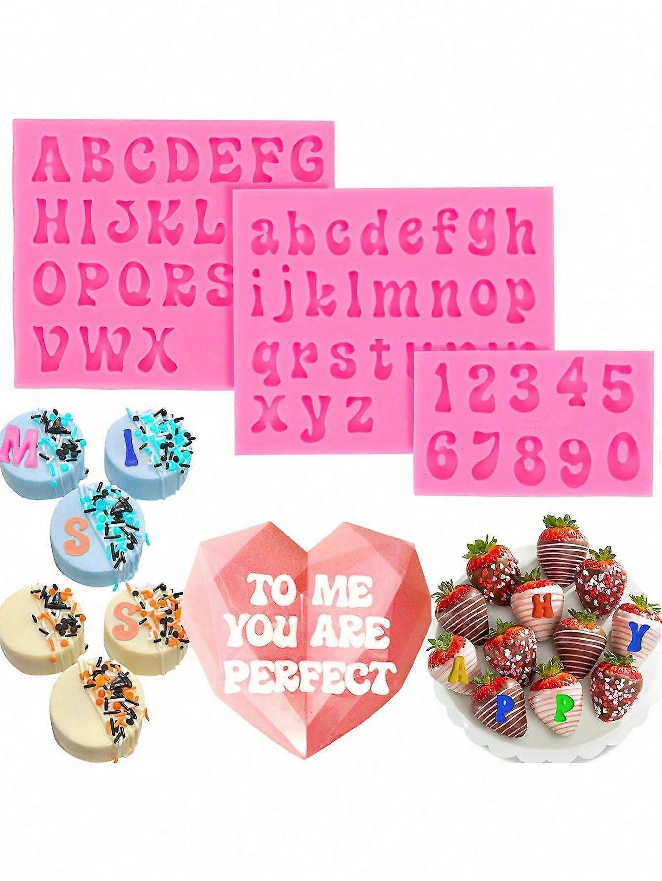 3-Piece Silicone Mold Set With Lowercase & Uppercase Letters And Numbers