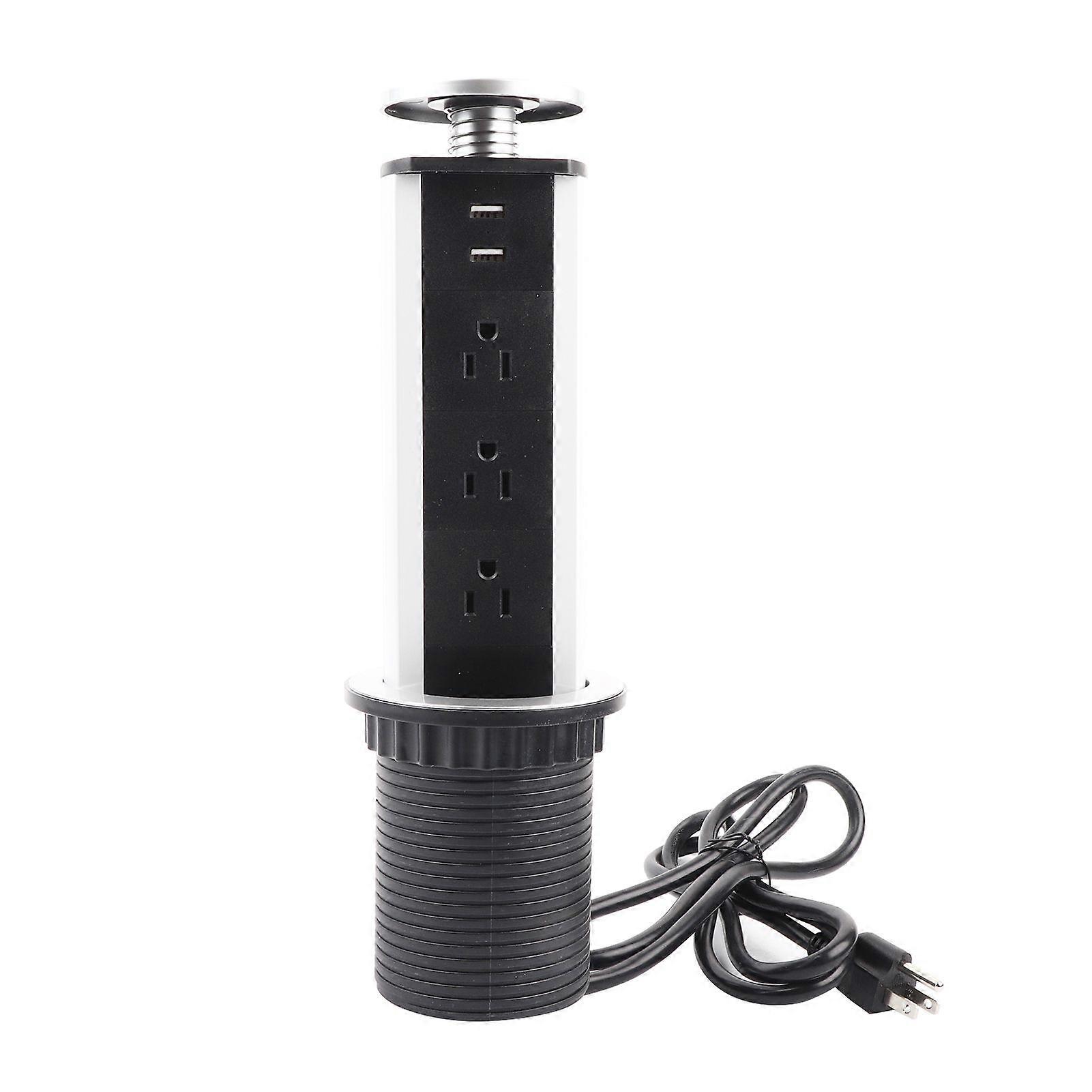 3 Power Socket 2 USB Port Charging Desktop Kitchen Table Retractable Electric Socket US Plug 110V