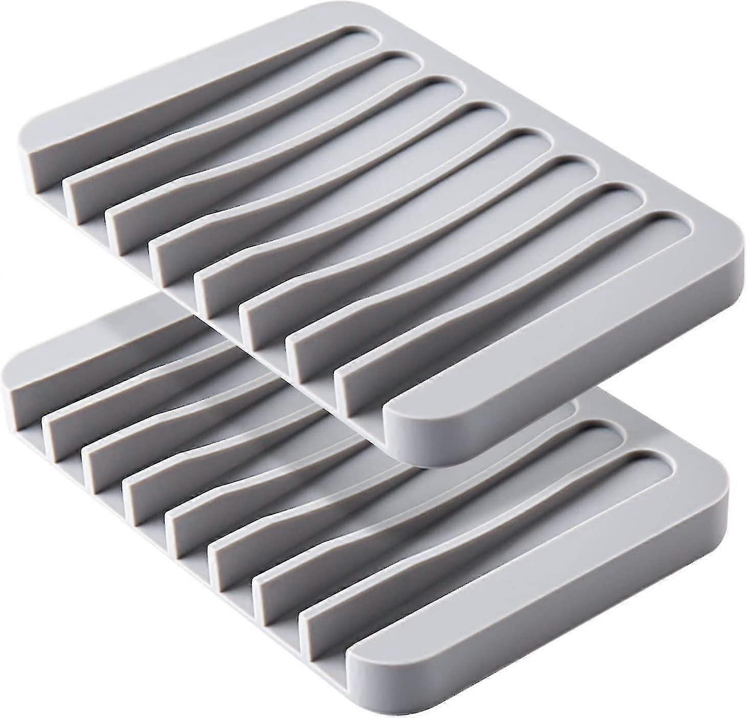 2 قطعة حاملات الصابون الرمادي ، طبق صابون من الخيزران سيليكون بروم ، أطباق صابون ذاتية التصريف لحفظ الاستحمام ، صابون بار ، حمام ، بالوعة المطبخ ، حوض استحمام ، SPO