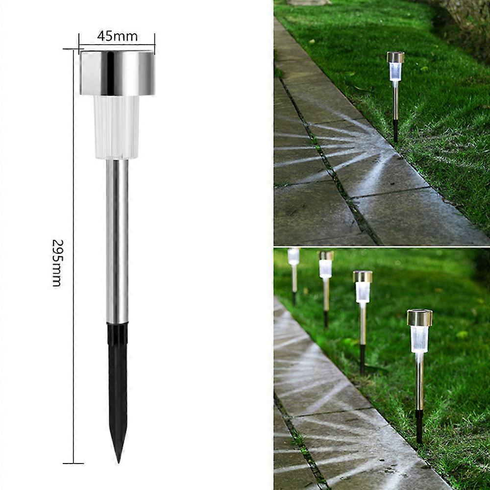 White Light Solar Ground Stake 4,5 cm rustfritt stål, sett med 8