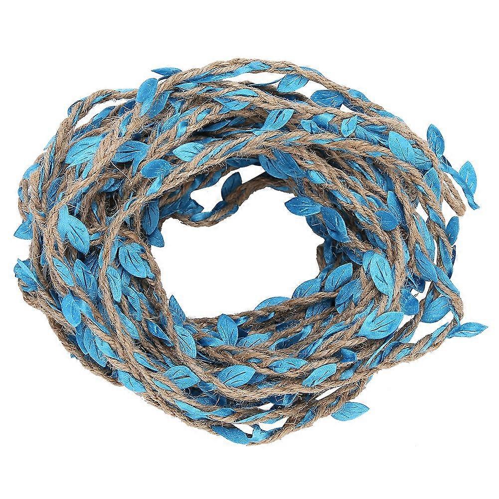 10 Meters Artificial Leaf Ribbon Braided Garland Weaving Hemp Rope Bouquet DIY AccessoriesBlue