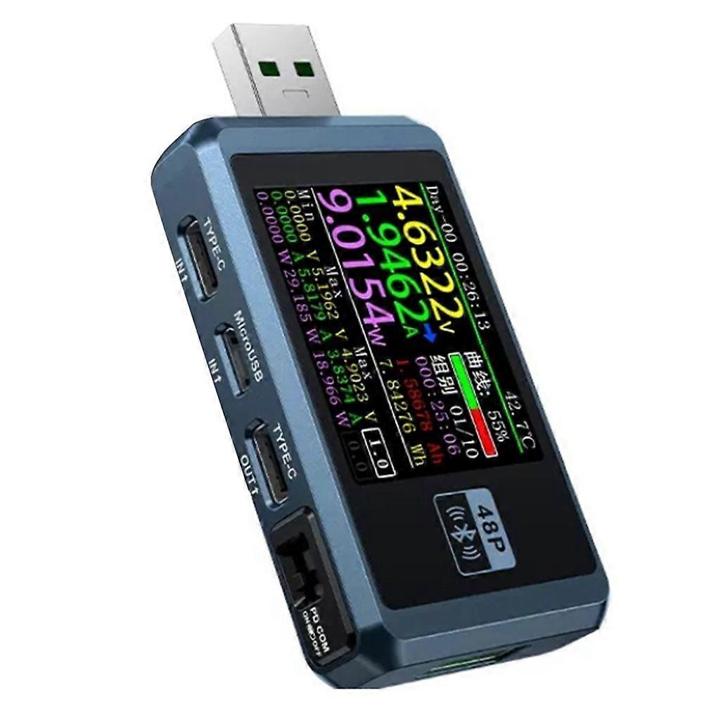 FNB48P USB Tester,Voltmeter,TYPE-C Detection Trigger Battery Capacity Tester FNB48P with Bluetooth