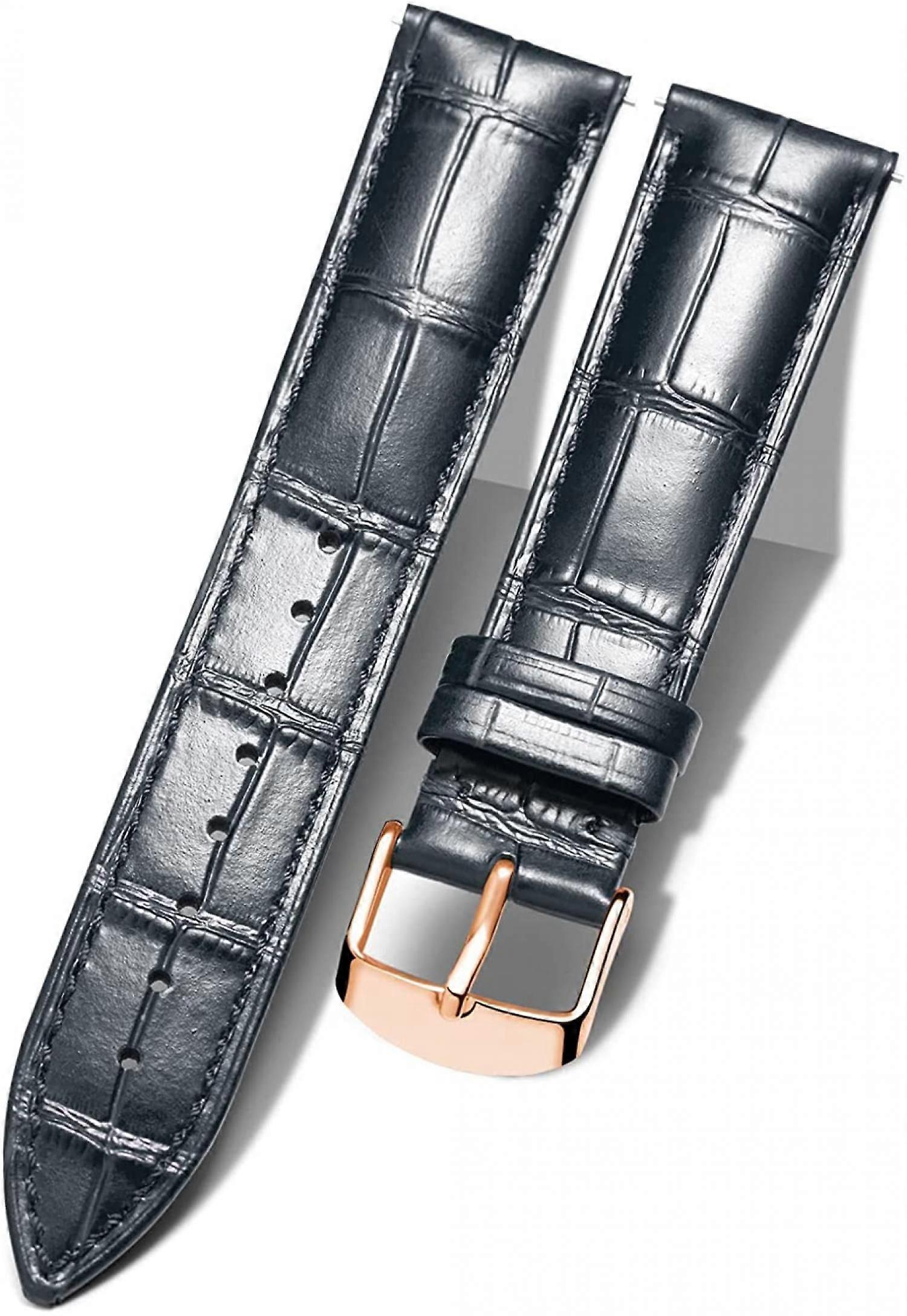 AVEKI Genuine Leather Replacement Watch Band Multicolor Waterproof for Men Women, GR-Black (21mm)