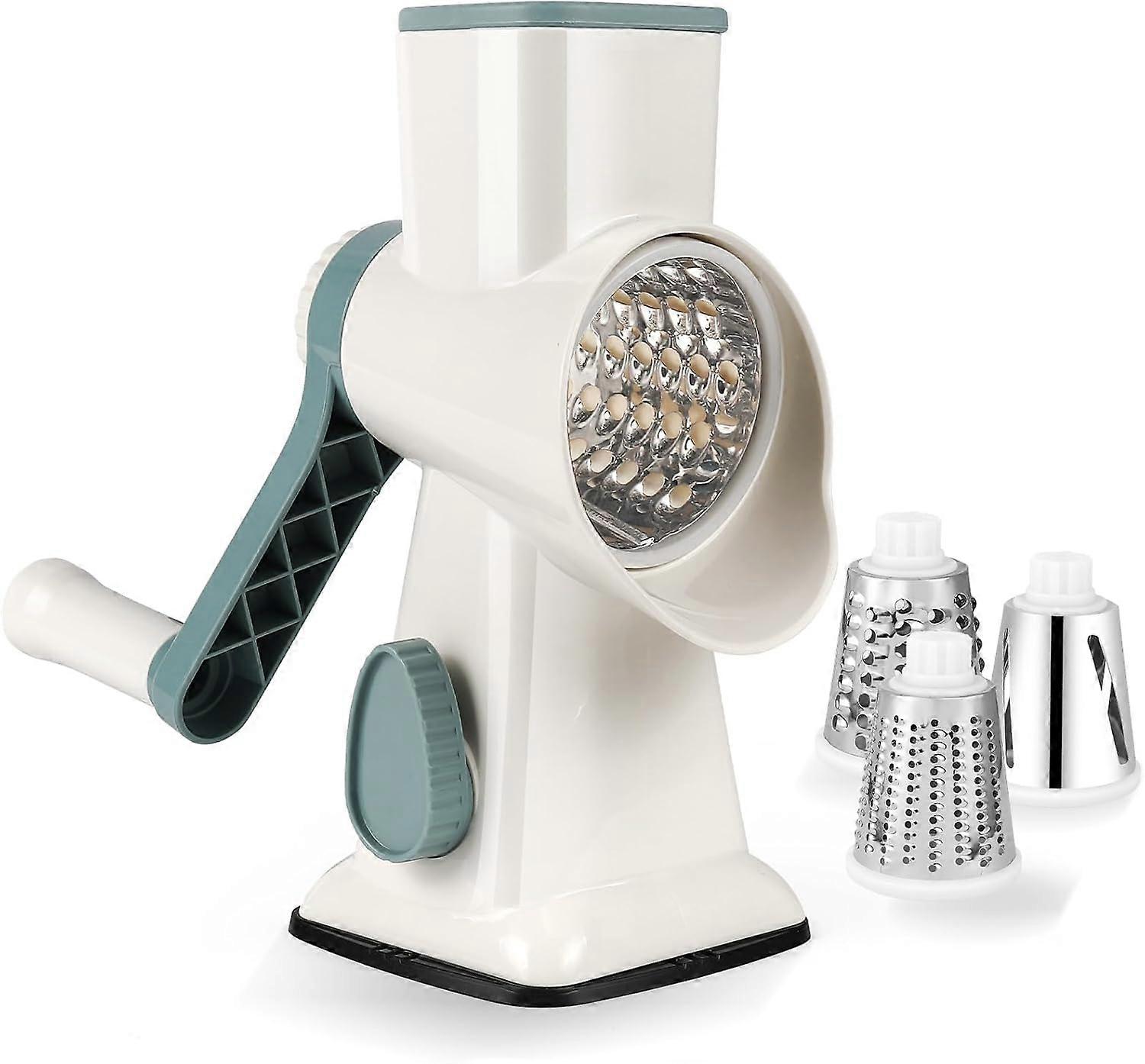 Manual multi-functional kitchen chopper with 3 removable roller blades (white)