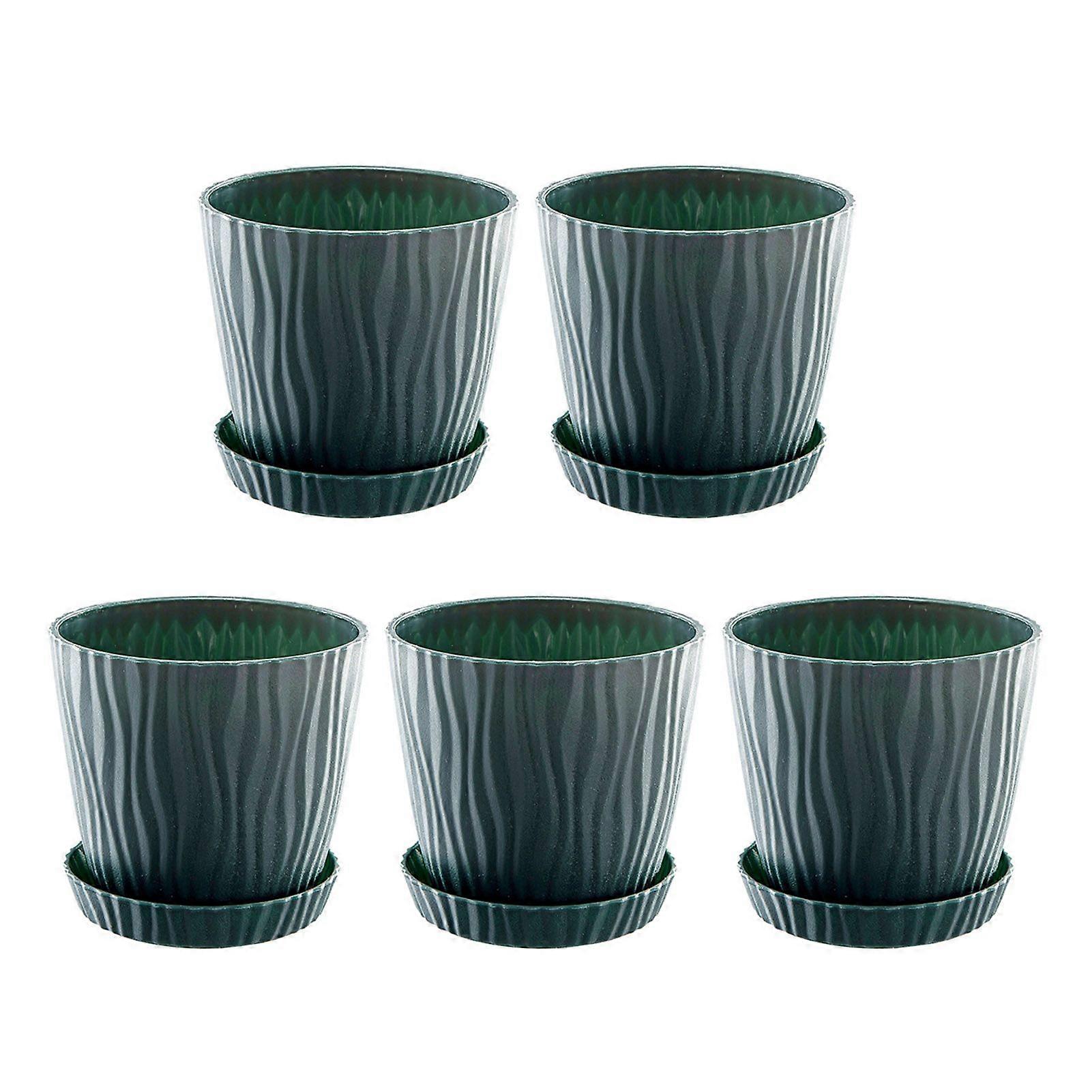 5 Pcs Flowerpot Lightweight Plastic Plant Pots with Drainage Tray Weather Resistant Indoor Outdoor Flower Planters for Aloe Vera Orchids Succulents