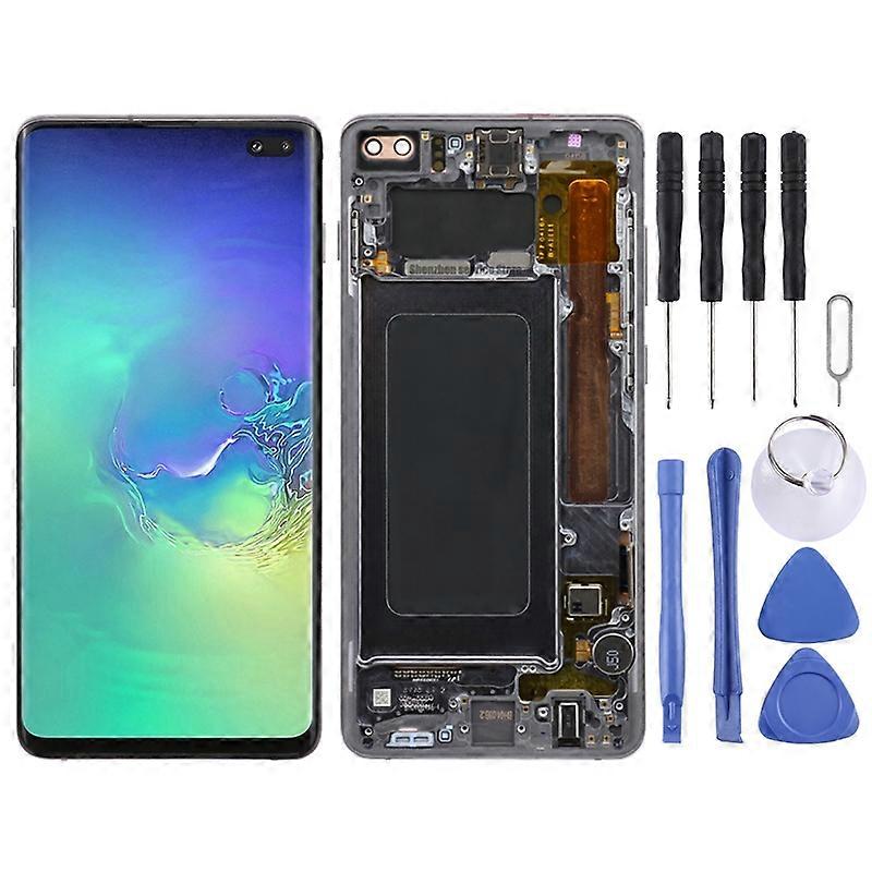 COMPATIBLE Super AMOLED LCD Screen for Samsung Galaxy S10+ Digitizer Full Assembly with Frame