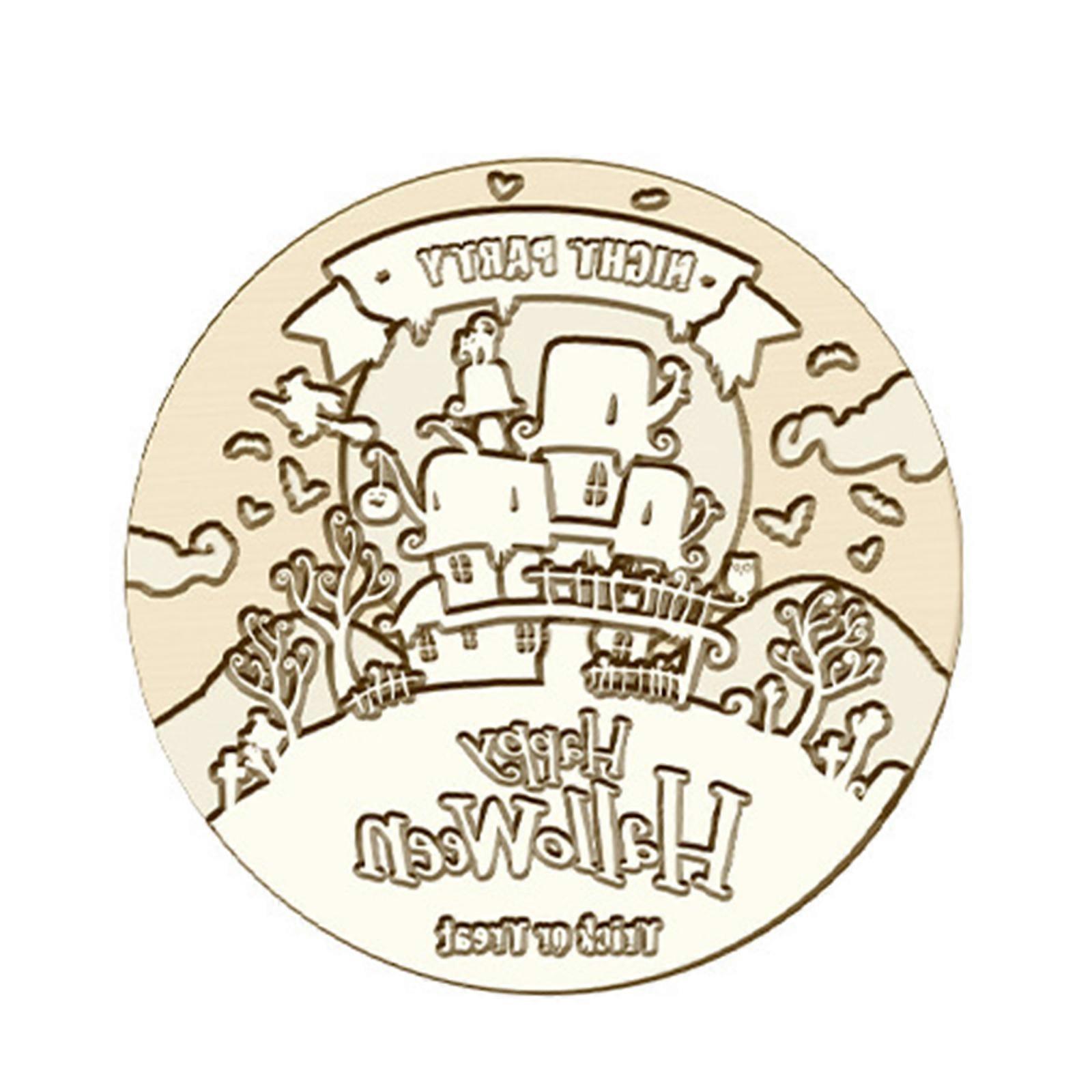 Crow Wax Seal Stamp Halloween Sealing Wax Stamps Moon Vintage 30mm Removable Brass Head Sealing Stamp with Wooden Handle Multicolor