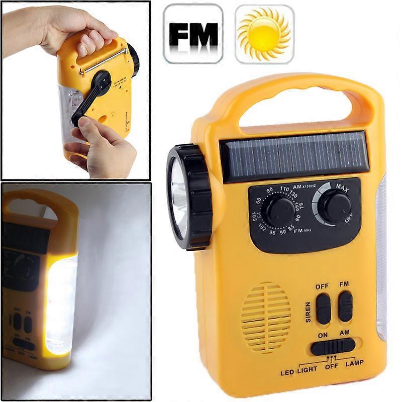 Solar Power Dynamo Hand Cranked Lantern Rescue Light , Multi-function Outdoor Emergency 5 LED Flashlight with AM / FM Radio