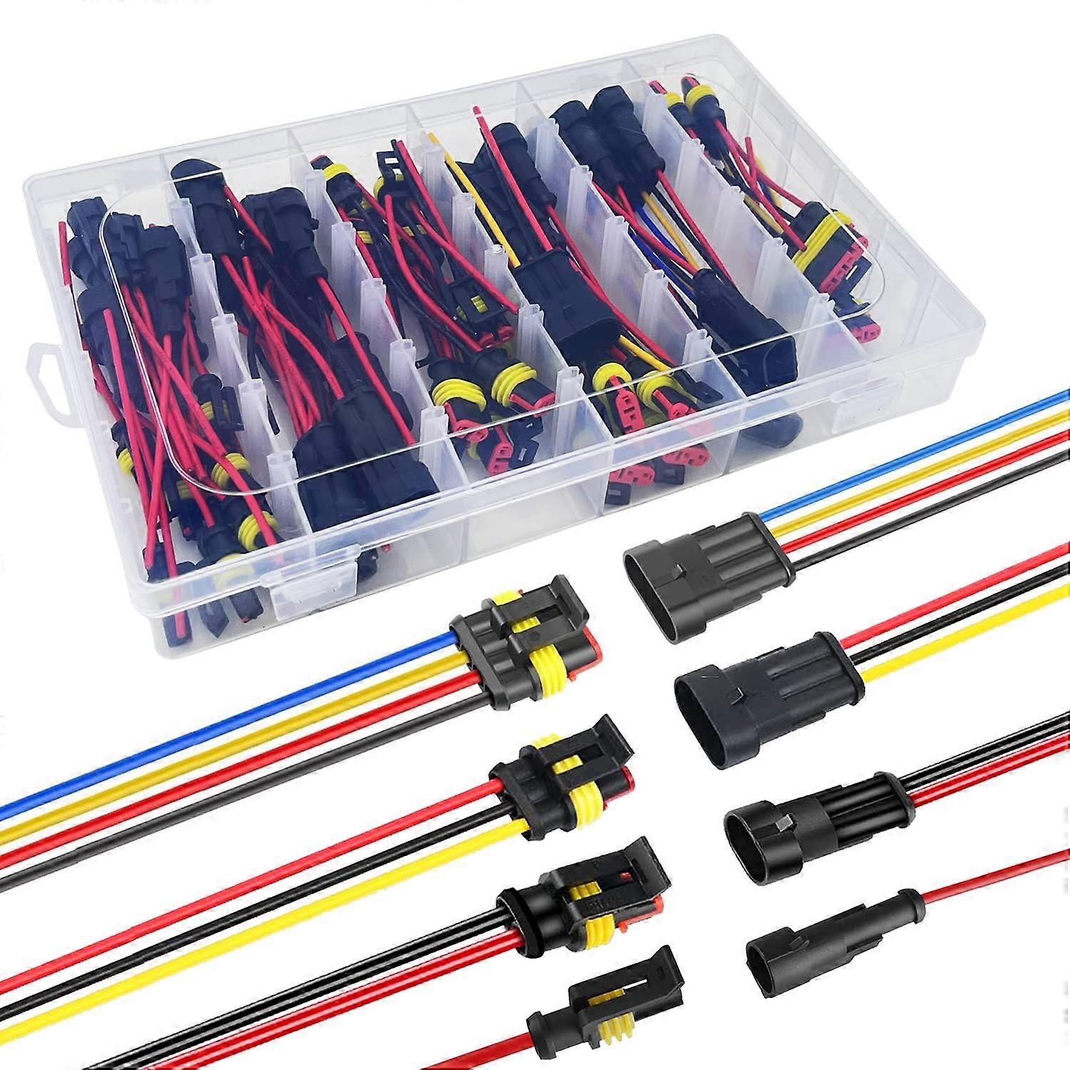 16 AWG Wire Connectors Automotive Quick Disconnect Kits with 1/2/3/4 Pin Compatibility and 16 Gauge Wire (26 Total)