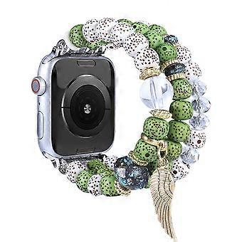 Compatible with Apple Watch 42/44/45mm Matte Beads Bracelet Band, Handmade Elastic iWatch Series 8/7/SE/6/5/4/3/2/1