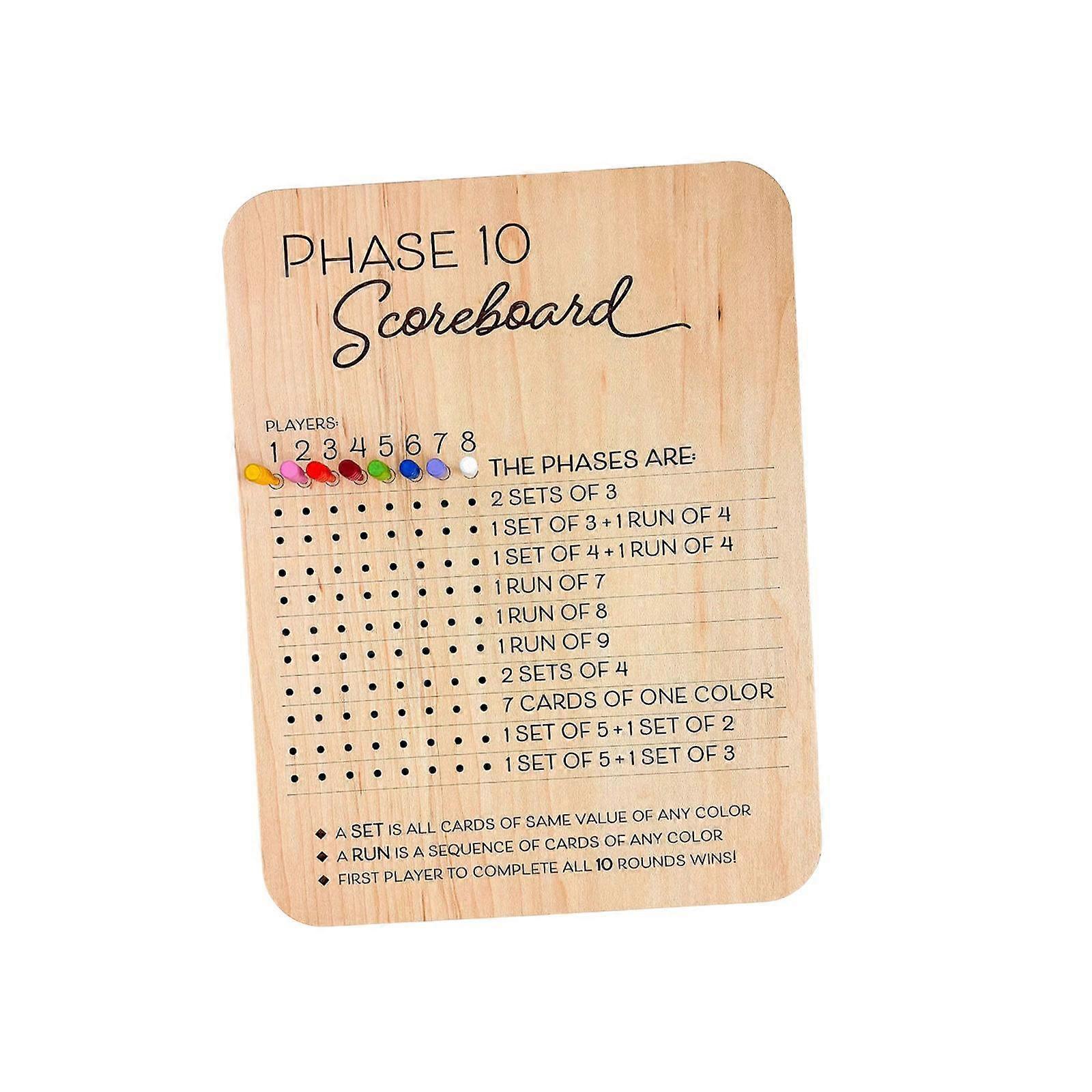 Phase 10 Score Sheets with 8 Colored Pegs for Party Board Card Games Adults
