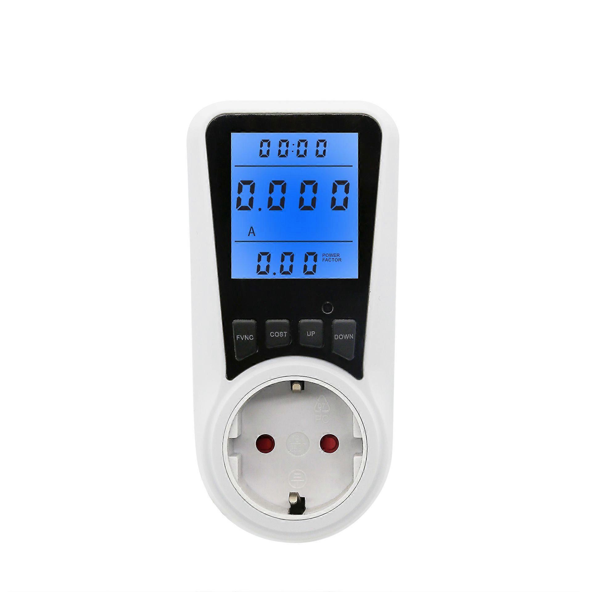 White Energy Meter Wattmeter Socket, 7 Modes Power Meter Socket, LCD Display, Max 3680W(139*66*66mm)