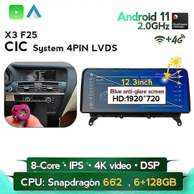 Poland Warehouse S662 8+256g 12.3" 1920*720 Android 11 Car Multimedia Player Connected Systems For Bmw X4 F26 X3 F25 2011 - 2018
