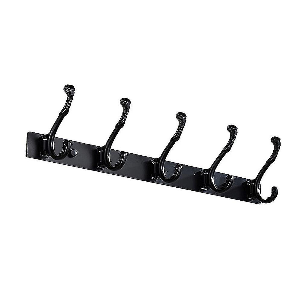 Double Layer 5 Hooks Rack Aluminium In Black