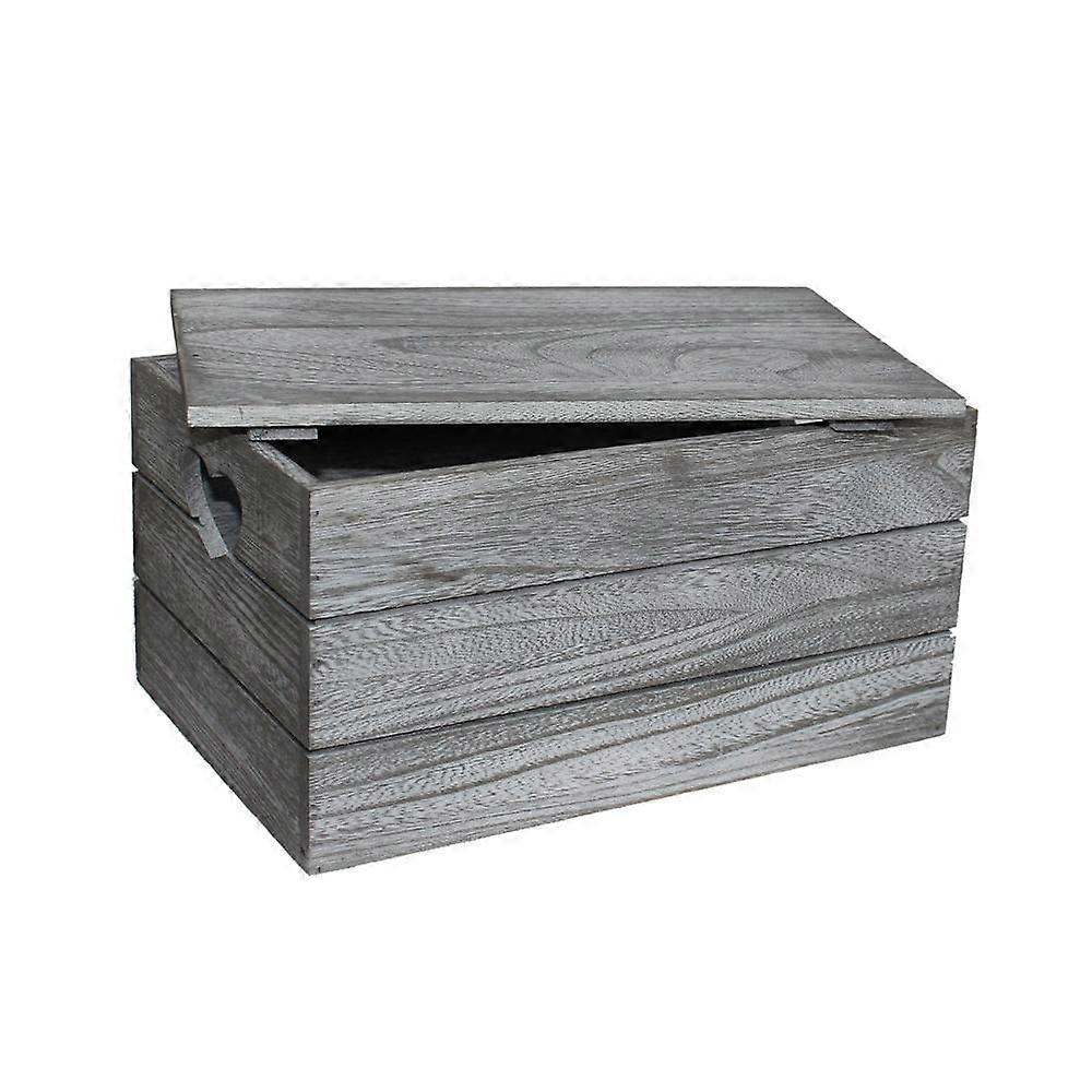 Vintage Effect Heart Cut Handle Lidded Wooden Storage Box