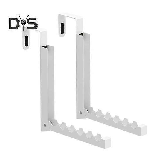 2Pcs Clothes Drying Racks with 6 Groves Strong Load-bearing Simple Installation Foldable Design Door Hooks Hanger Laundry Hanging Coat Racks