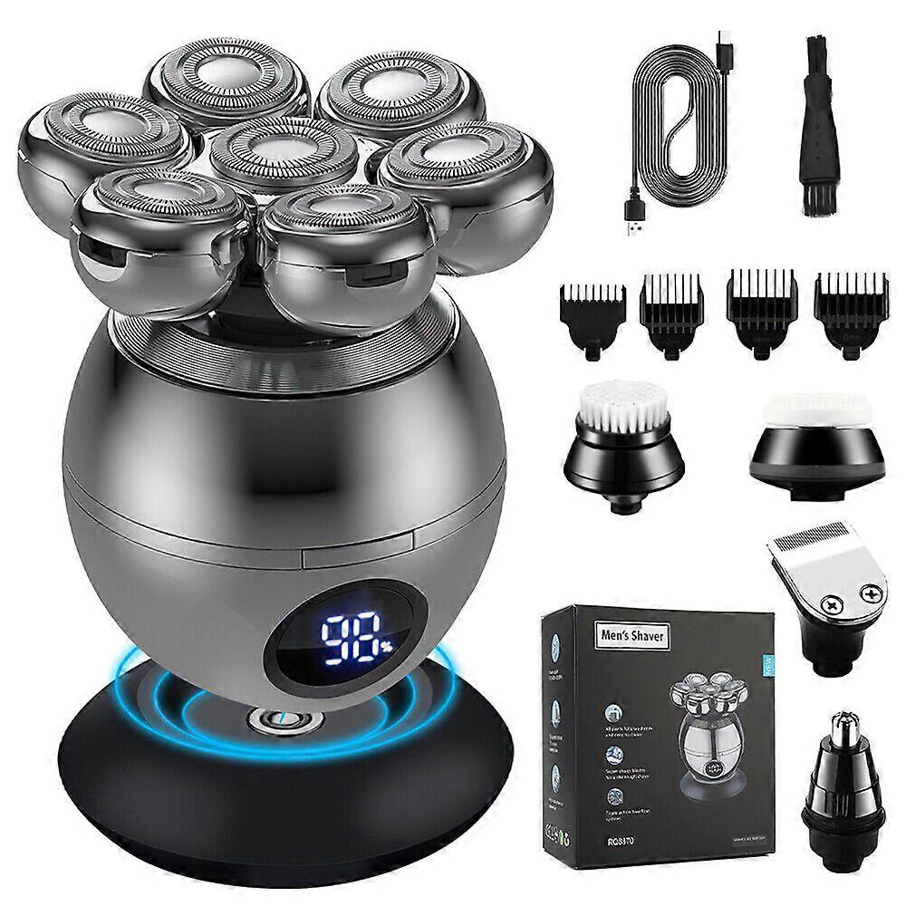 Electric Shaver for Bald Men, 6 in 1 Electric Razor with Ergonomic Design for Easy Handling, Lithium Power Cordless Charge for Up to 90 Minutes of