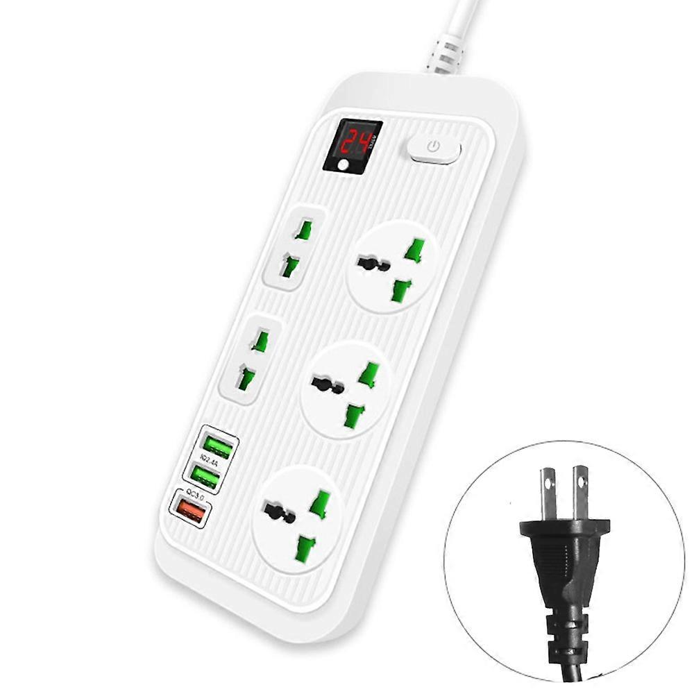 T17 3000W High-power 24-hour Smart Timing Socket QC3.0 USB Fast Charging Power Strip Socket , Cable Length: 2m, US Plug