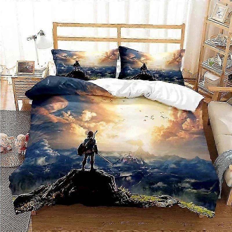 o1710 ملاءات سرير مجموعة مفروشات من سلسلة Zeldas الكرتون مجموعة غطاء لحاف غطاء سرير غطاء لحاف غطاء وسادة بحجم لحاف طقم مفروشات للكبار ملاءات سرير fVV171