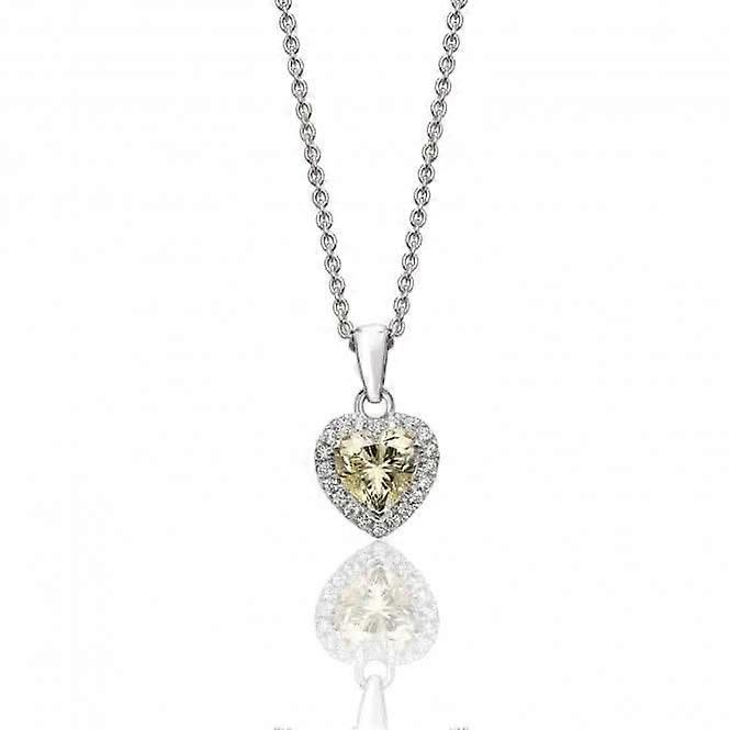 Silver & Co Heart Halo Pendant with Cubic Zirconia | SPG0023YZ