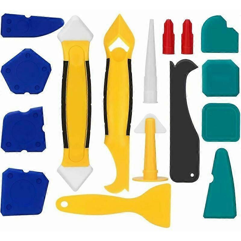 Caulk Tool Kit for Wide Application Sealant, Multiple Sizes Shapes Sealant Silicone Finishing Tools for Edge Corner Joint Sealing (16PCS)