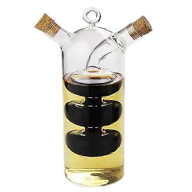 2-In-1 Double Layer Glass Condiment Bottle for Oil & Vinegar, Sealed