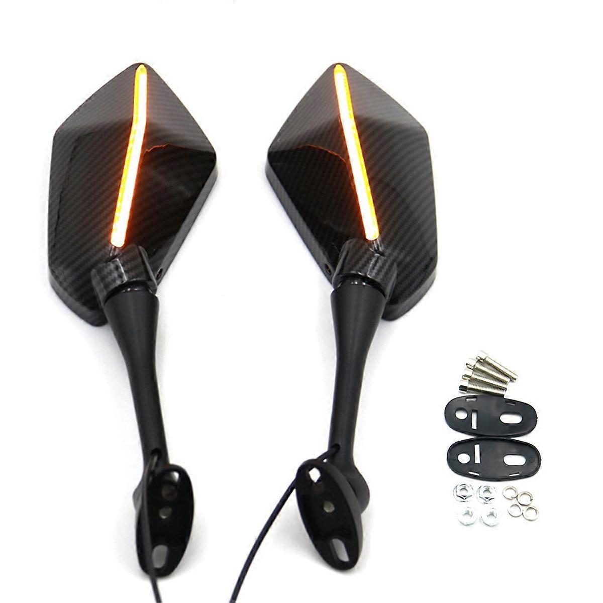 Motorcycle Dual Light Rearview Mirror Carbon Fiber Dual Light