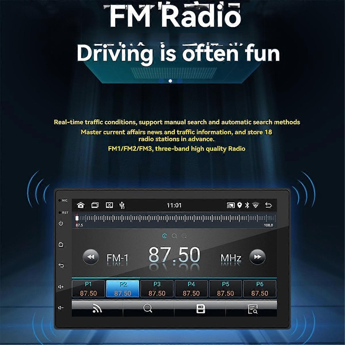 7 Inch 2+32G Car Touchscreen Radio IPS Android Auto Carplay Universal Stereo Multimedia Player Wirel