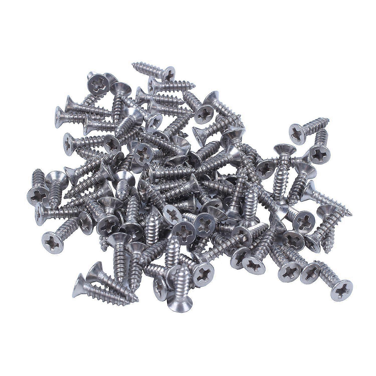 100x Stainless Steel Flat Self-Tapping Screw 12x3mm Silver