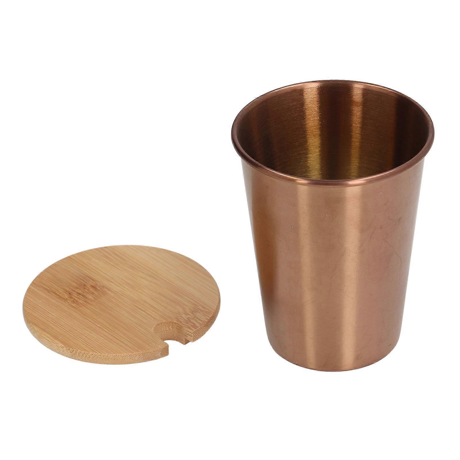 350ml Single Layer Stainless Steel Portable Mug with Lid, Stackable Cup for Coffee, Beer, Milk, Rose Gold