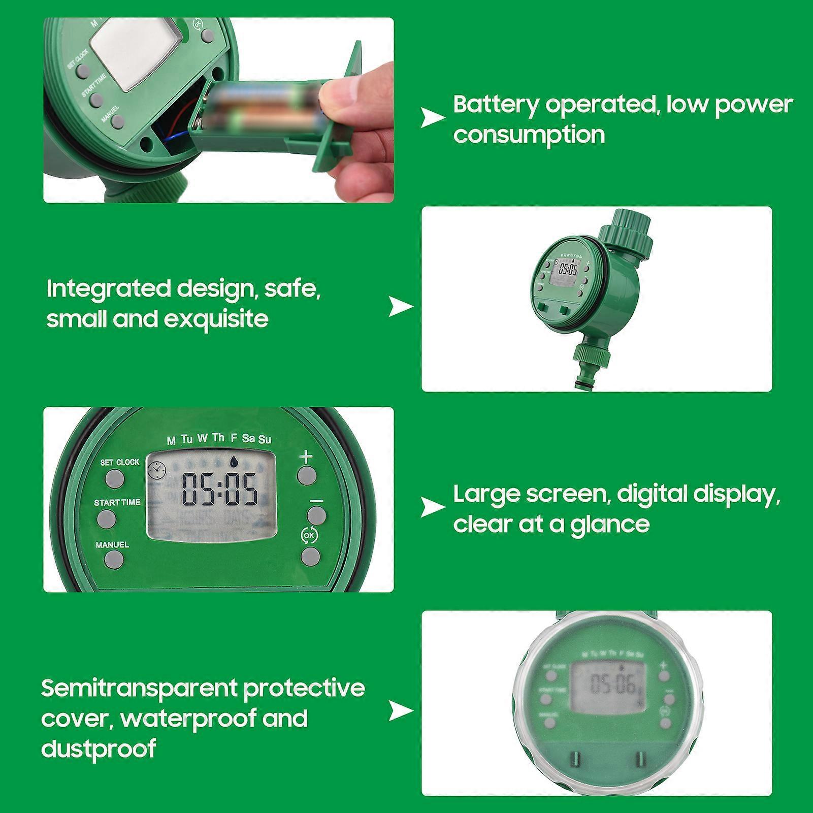 Lepmerk Digital Automatic Watering Timer Programmable Garden Water Timer Battery Operated Smart Irrigation Controller for Lawn Farm Yard Greenhouse