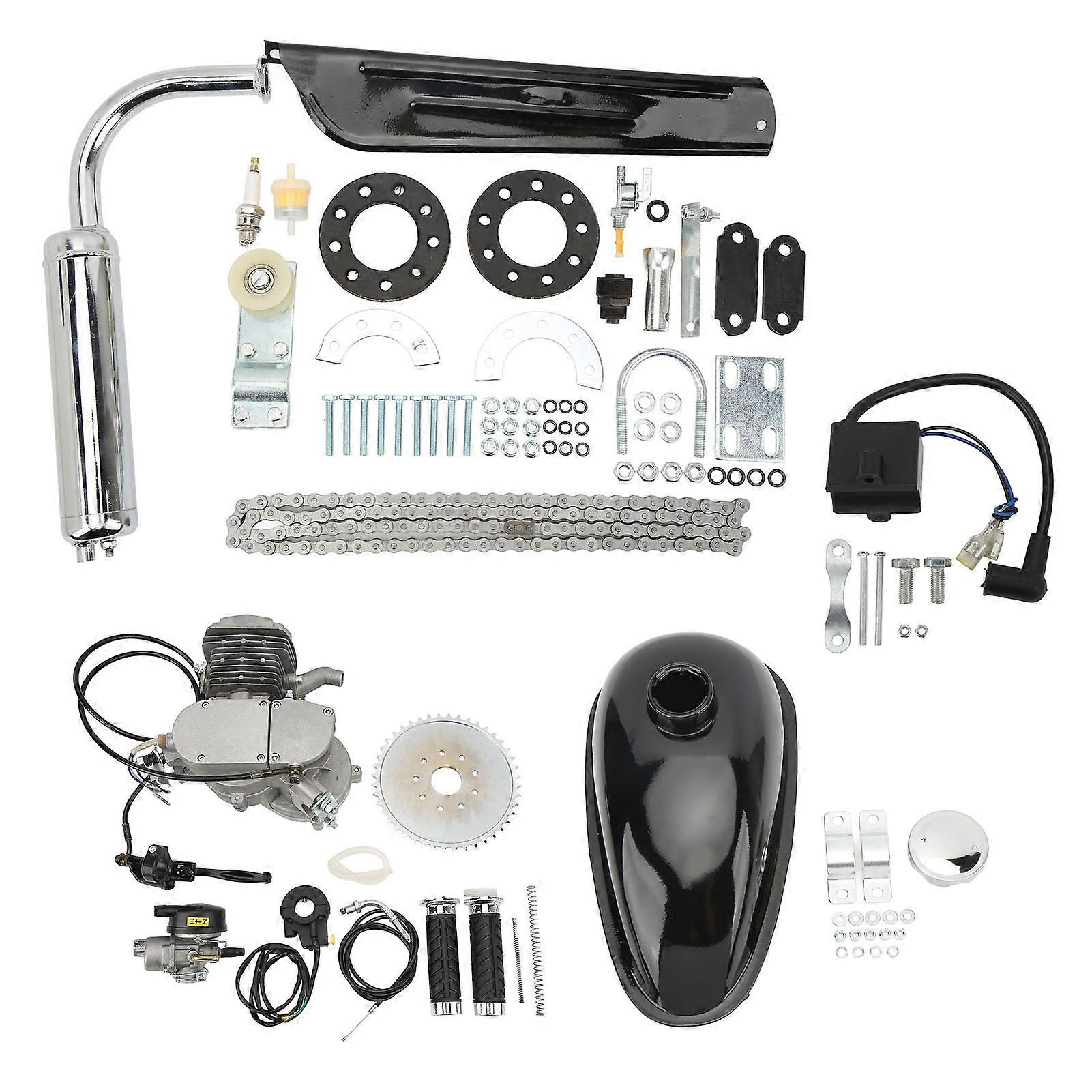 Kit de motor de motor de bicicleta motorizado de 2 tempos de 80cc com tanque de combustível de 4L para bicicleta elétrica de 26 polegadas e 28 polegadas