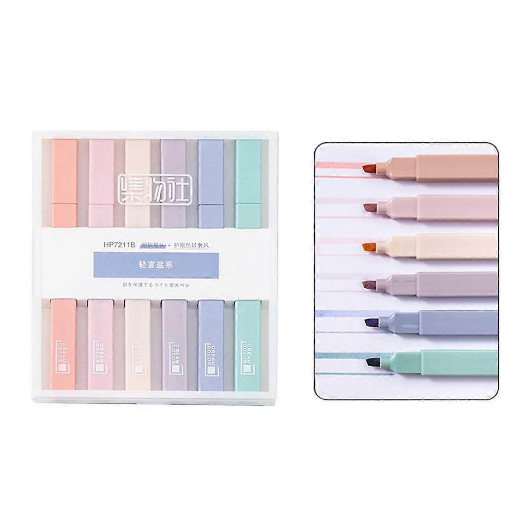 Set of 6Pcs Portable Markers Pens Colored Highlighters Chisel-tip Colored Markers for Planner Calendar Diary Scrapbook