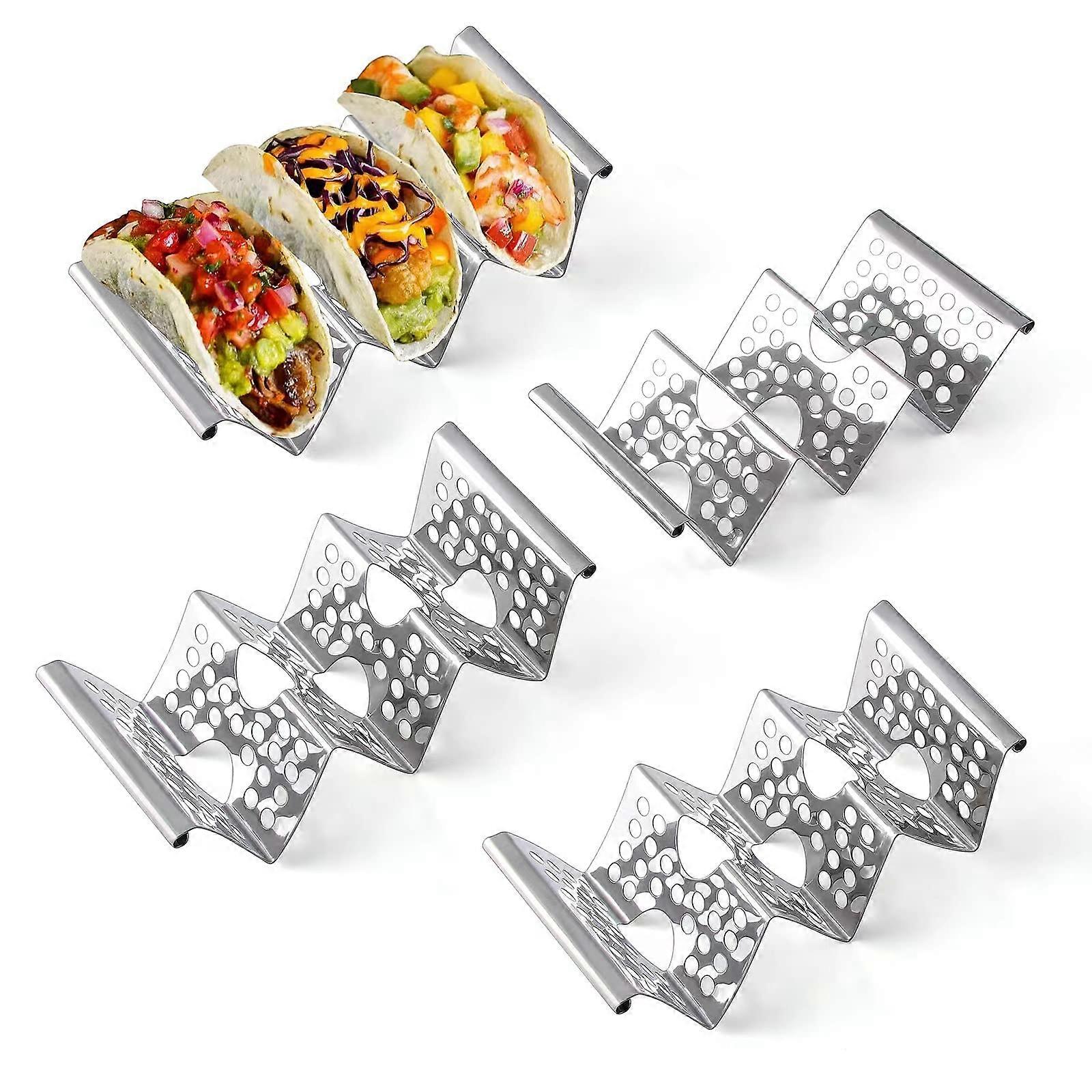 Stainless Steel Tortilla Racks Set of 4, Microwave Air Fryer Oven Safe, Holds 3 Tortillas Each, Durable Design