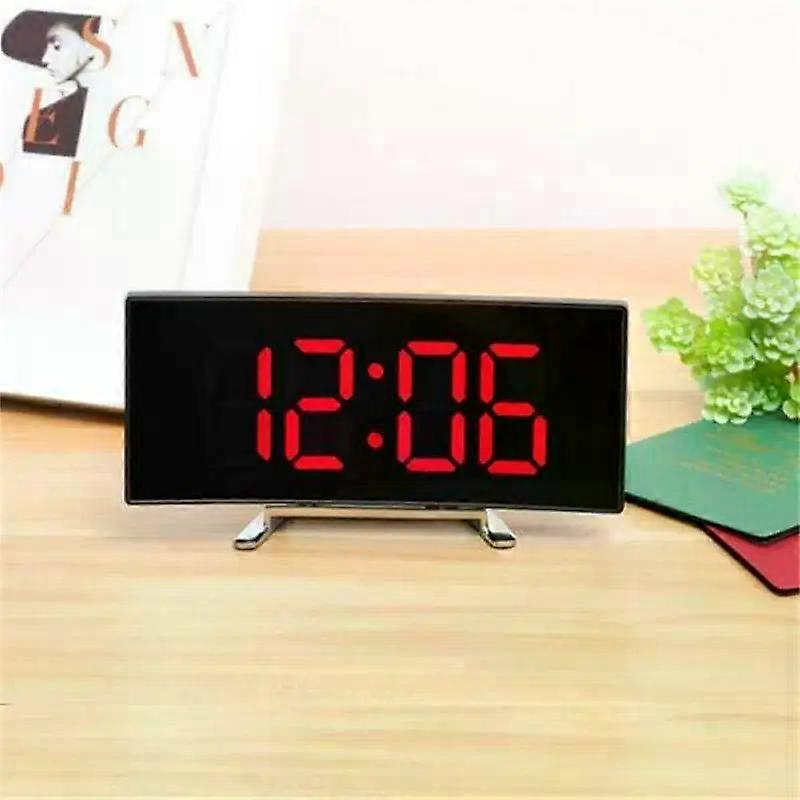 7 Inch Digital Alarm Clock Curved Dimmable Led Electronic Digital Desktop Clock For Kids Bedroom Large Number Table Clock