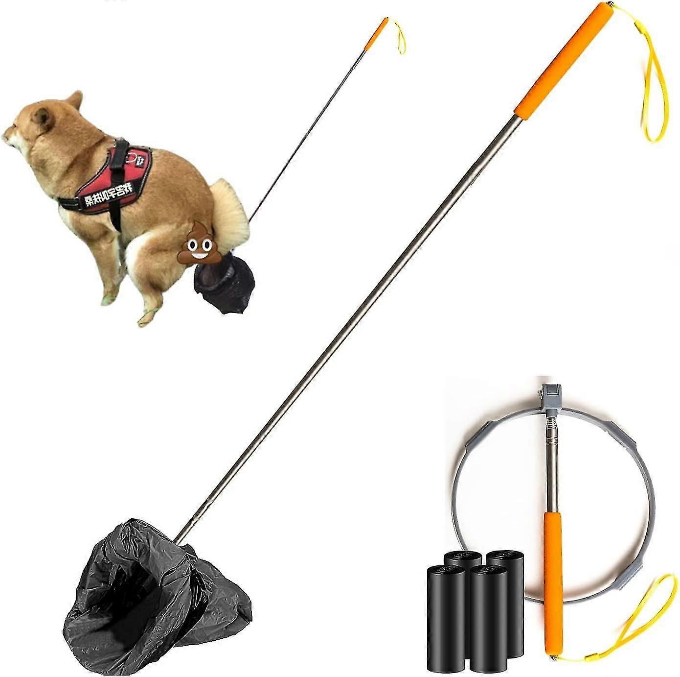 SDIGV Long Handle Telescopic Pooper Scooper for Small Medium Large Dogs,Clean Hands Sanitary 55in Portable Foldable Pet Supplies When Walking Dog, wit