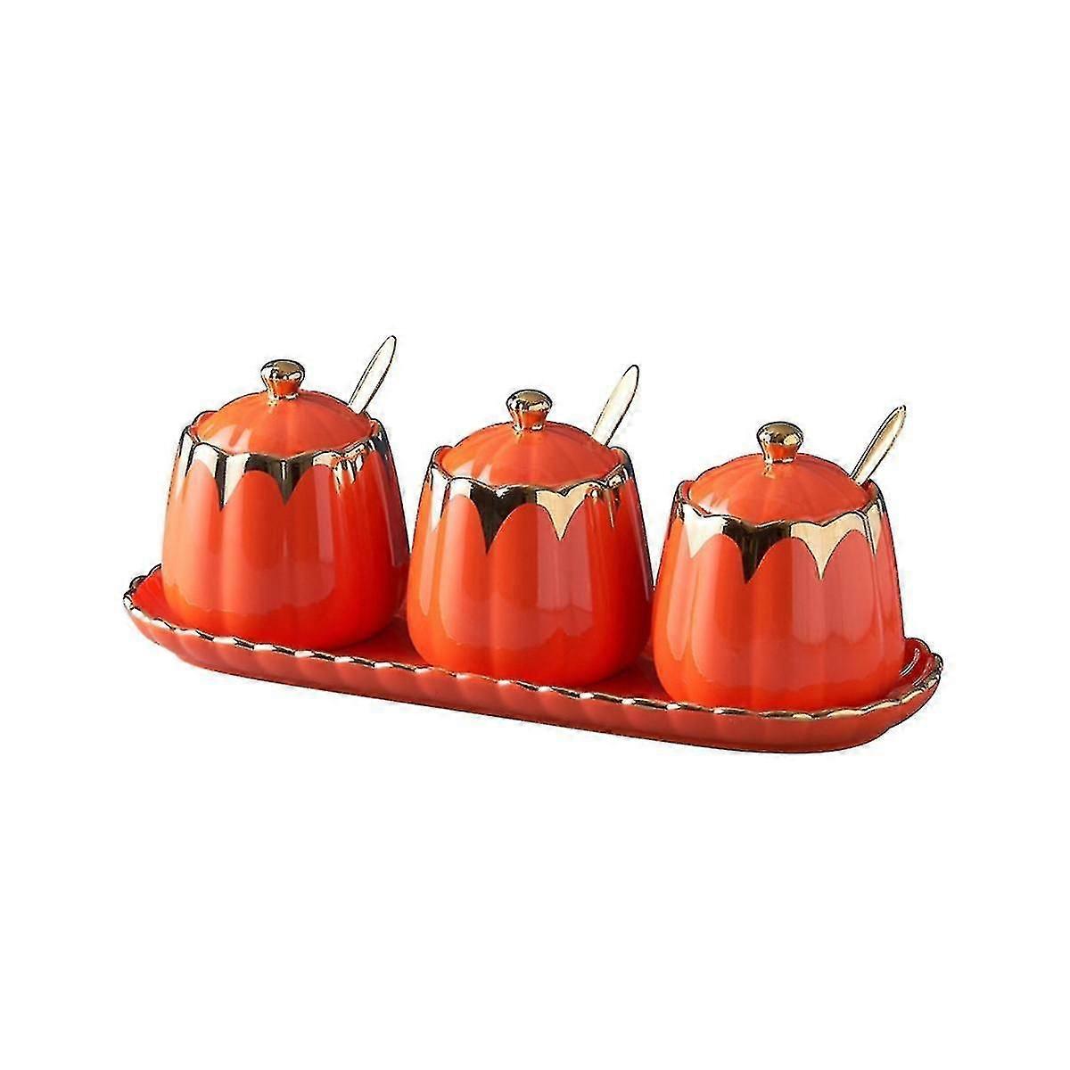 Pattern Ceramic Kit Ing Tank Set Cover Salt Shaker Kitch