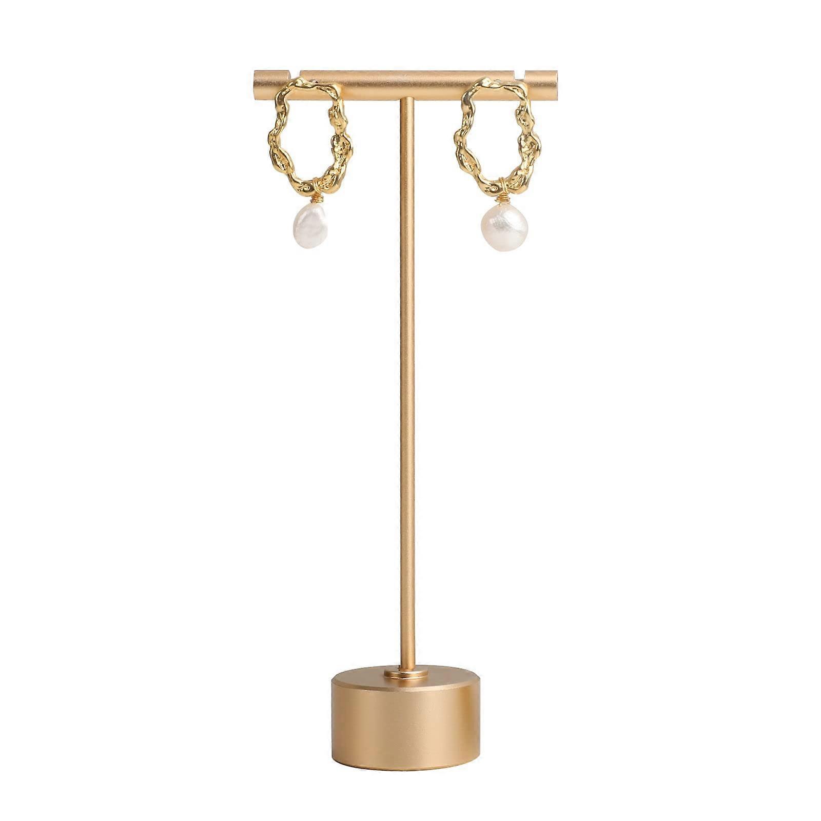 GEMESHOU Gold Metal Single and Double T-Bar Earrings Retail for Screen Display Stand [Gold Round Base Height 5.3ft]
