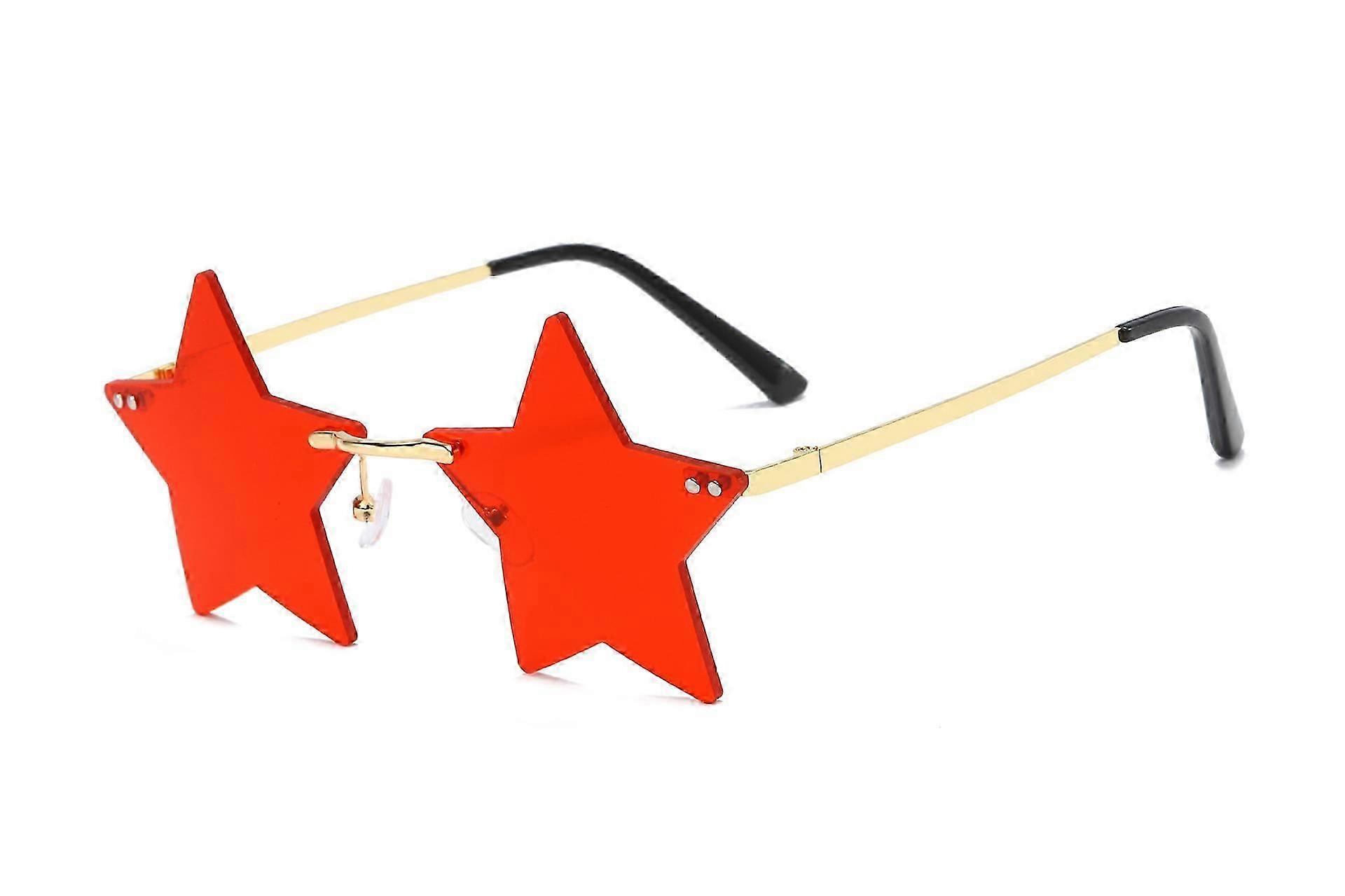 Rimless Star Shape Sunglasses Trendy Sun Glasses(Red)
