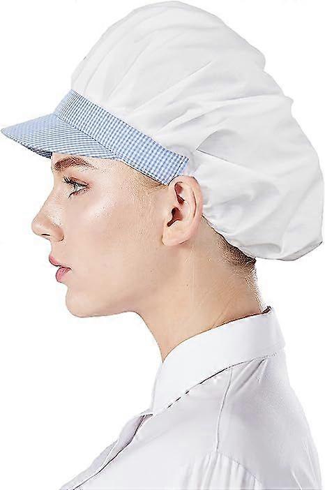 (Demi-maille blanche) 3pcs Chef Hat Cuisine Cuisine Chef Cap Food Service Filets à cheveux pour femmes, taille unique