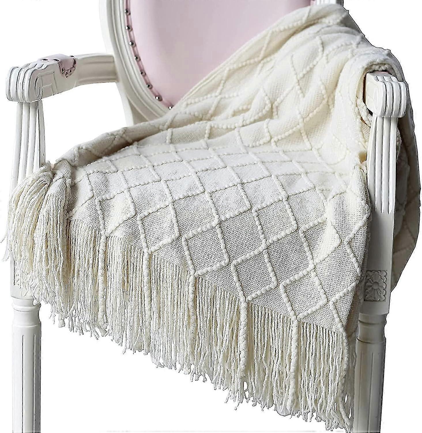 Soft Knitted Woolen Blanket With Tassel - Cozy Sofa Blanket