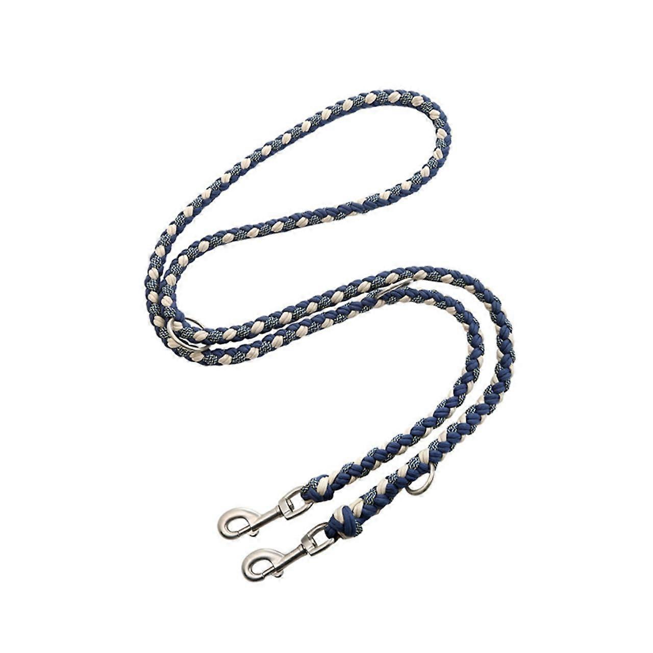 Rope Braided Collar for Large Dogs Color Contrast Collar Dog with Matching Leash Available (MultiWay Leash 6.6ft,Navy)